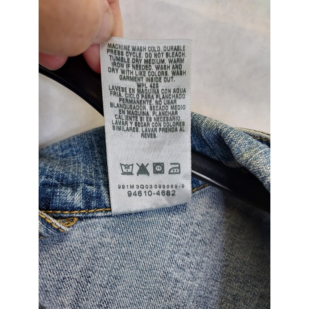 LEVI STRAUSS Signature Jean Jacket Girls L 12/14 Trucker Denim Patches Grunge - Picture 15 of 16